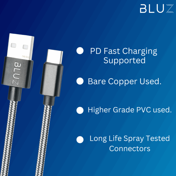 Bluz-A001 High-Speed Data Cable | Fast Charging & Sync | Durable Braided Cable - Image 6