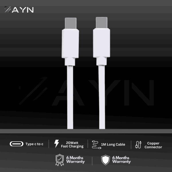 Zayn USB-C to USB-C Data Cable with Aluminium Shield | Fast Charging & Rugged Build